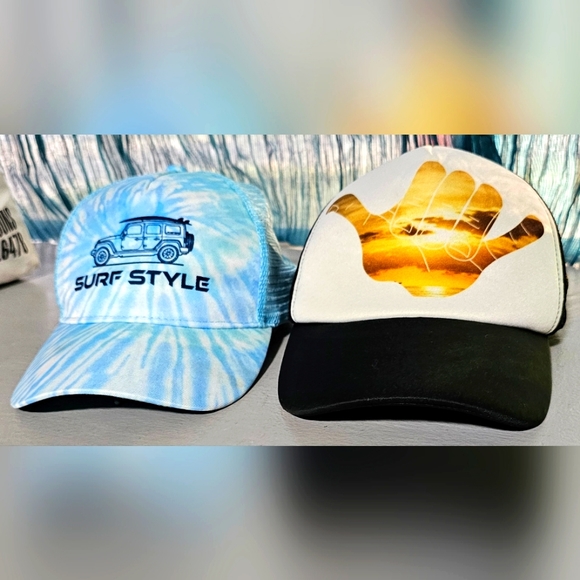 2PC Lot Surfing Snapback Trucker Caps - Picture 3 of 10